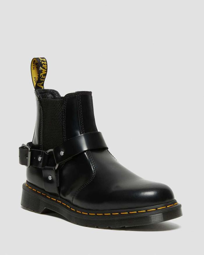 Dr Martens Womens Wincox Smooth Leather Buckle Ankle Boots Black - 09827CBGR